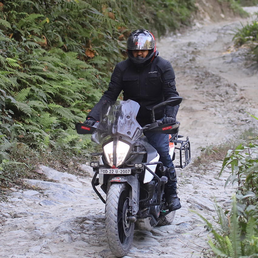 KTM Adventure 390 offroad driving at Sikkim trip