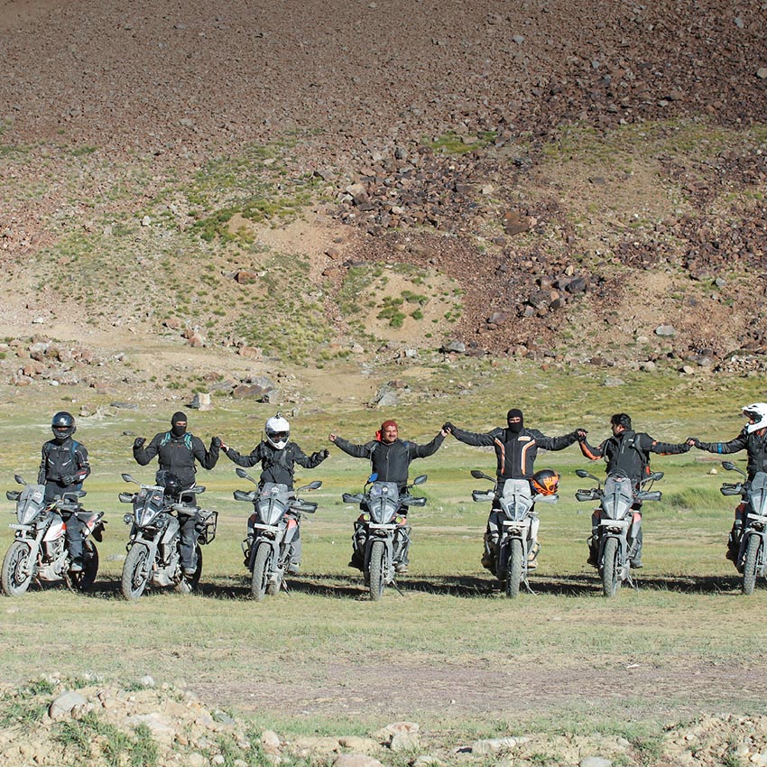 KTM Adventure 390 rider at Ladakh group photo