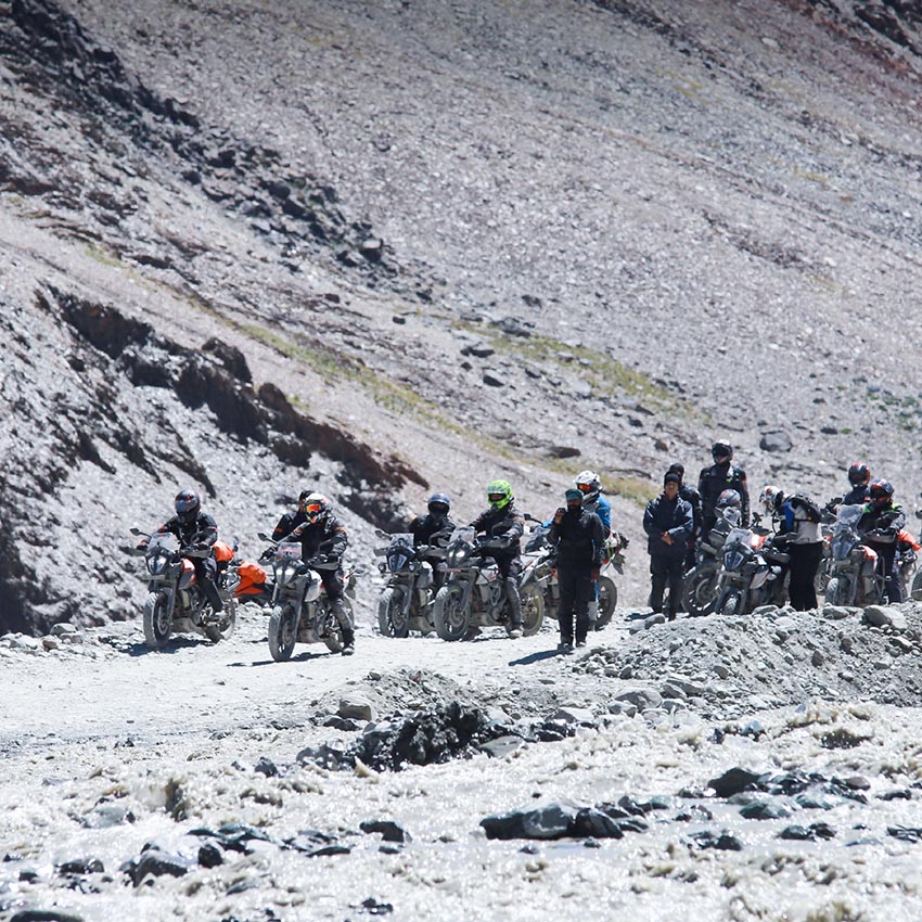 KTM Adventure 390 rider at Ladakh mountain pic