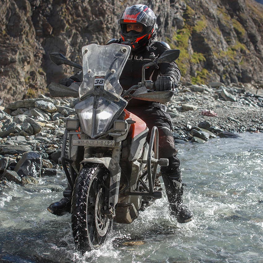 KTM Adventure 390 in Ladakh river crossing